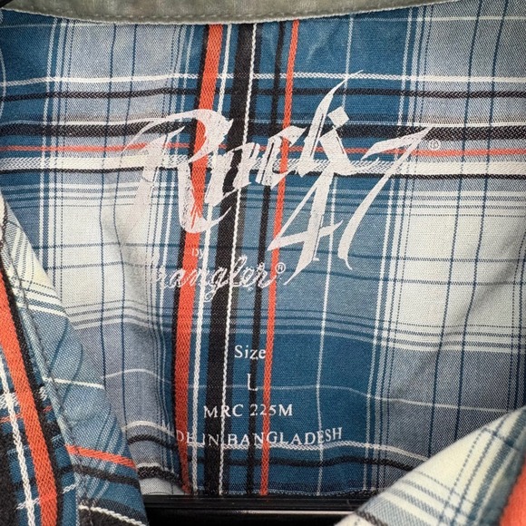 Rock 47 by Wrangler Mens Long Sleeve Plaid Snap Button Western Shirt Size L - Picture 2 of 8